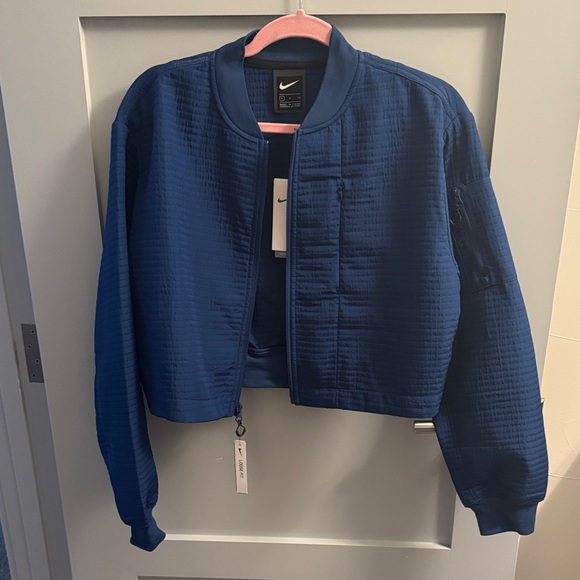 NWT NIKE Navy Quilted Bomber Jacket - S - Picture 1 of 4